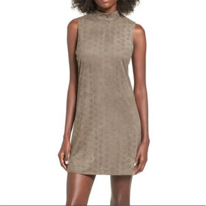 Trixxi Women’s‎ High Neck Faux Suede Floral Mini Shift Dress Size XS